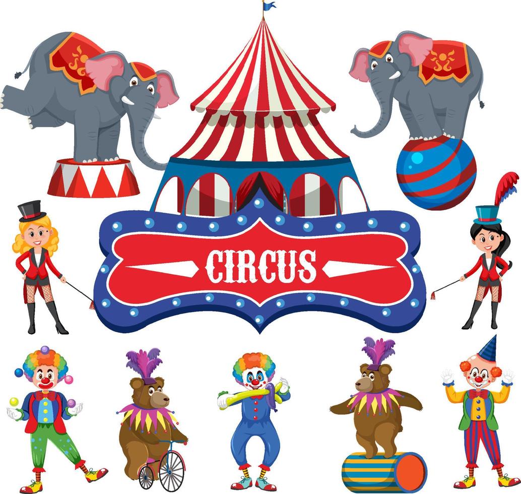 Set of amusement park elements isolated vector