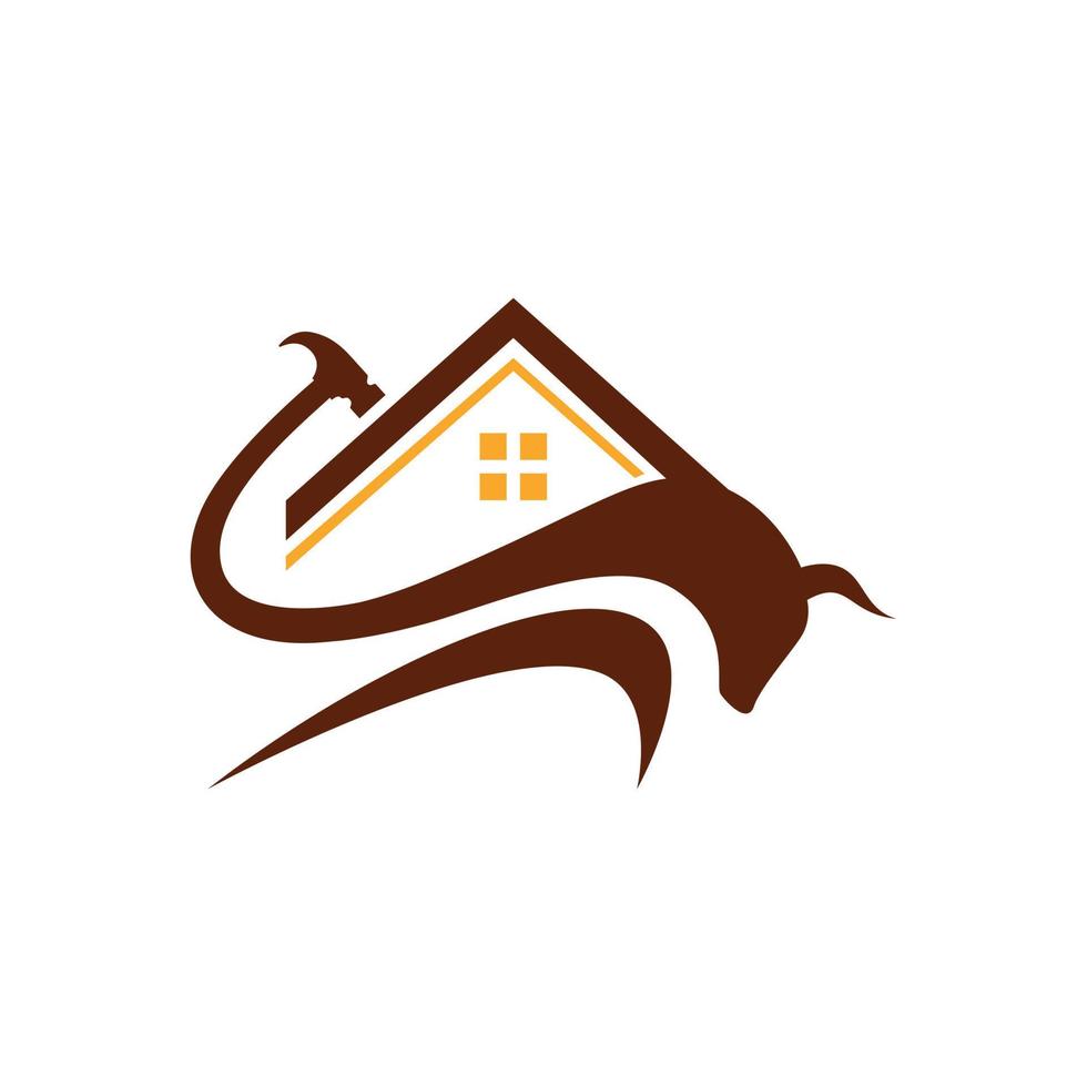 logotipo de la casa de renovación de toros vector