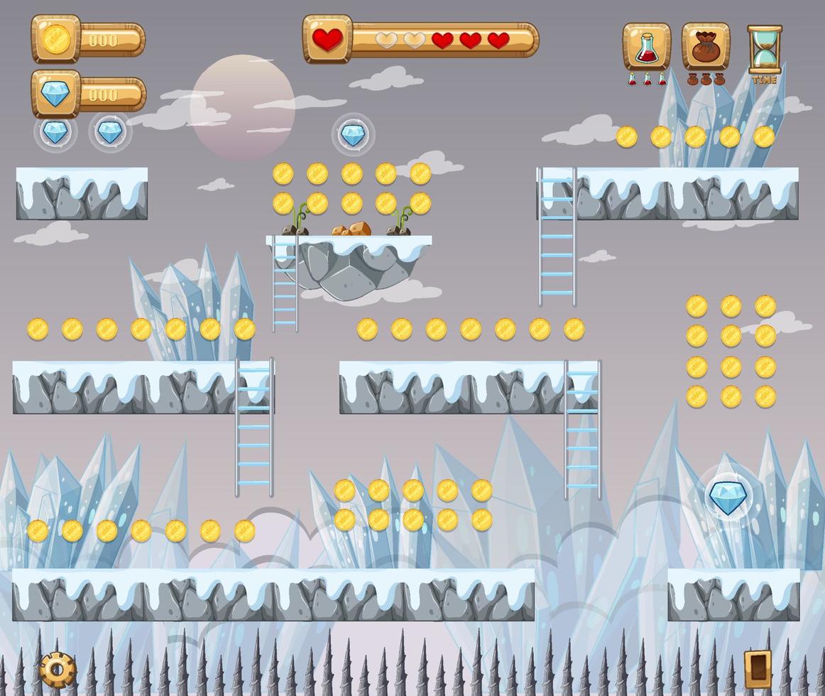 A Game Template Ice Cave Scene vector