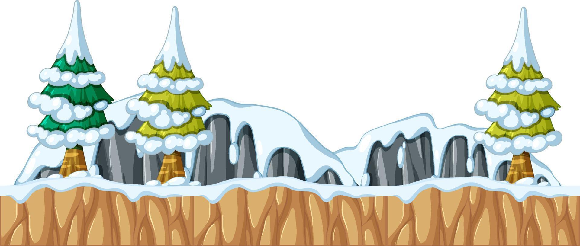 Pine trees on the ground in cartoon style vector