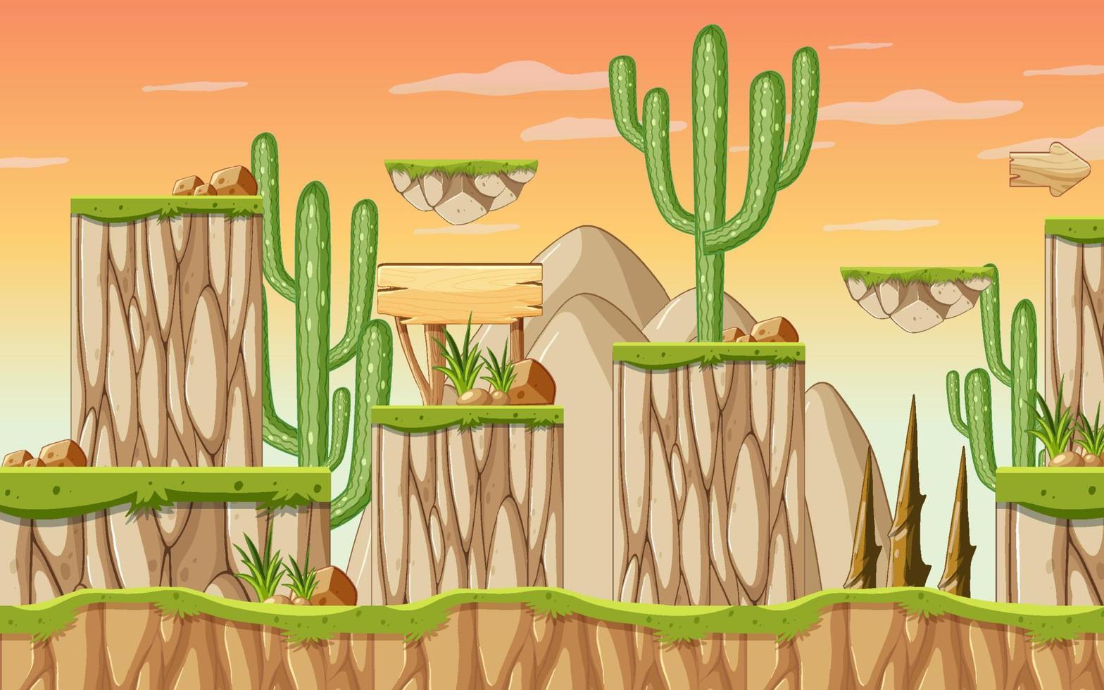 una plantilla de juego escena del desierto vector