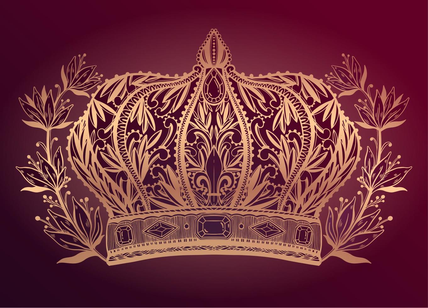 Crown queen vector illustration.Gold color isolated.