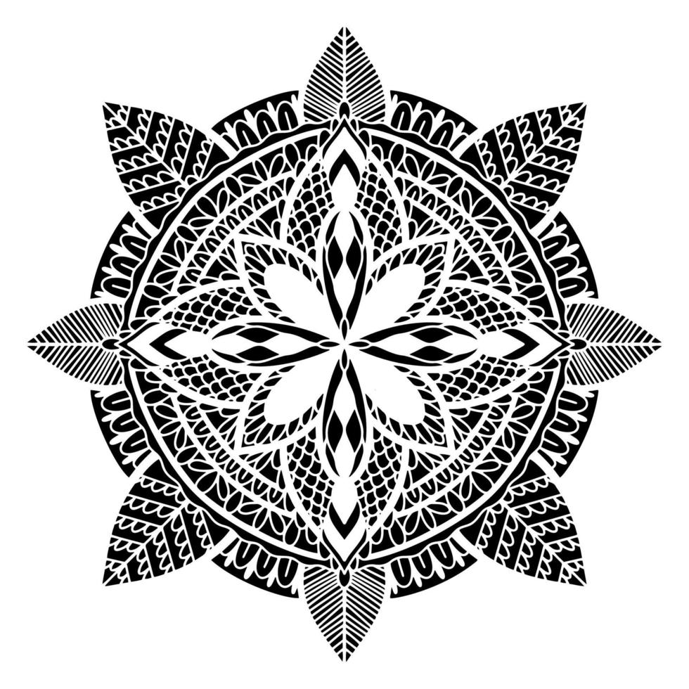 Resumen de mandala tradicional redondo gráfico aislado en fondo blanco.Forma de indio boho.Estilo oriental étnico. vector