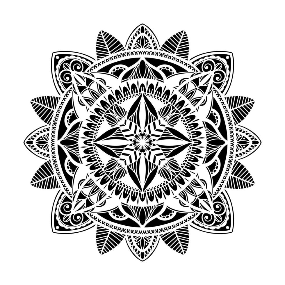 Graphic round traditional mandala abstract  isolated in white background.Boho indian shape.Ethnic oriental style. vector