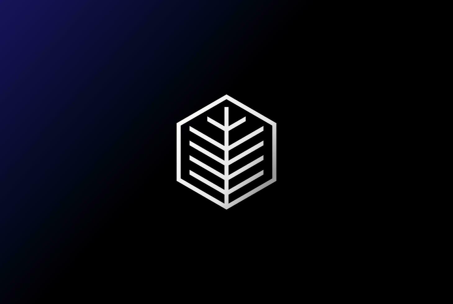 Simple Minimalist Geometric Leaf Line Outline Logo Design Vector