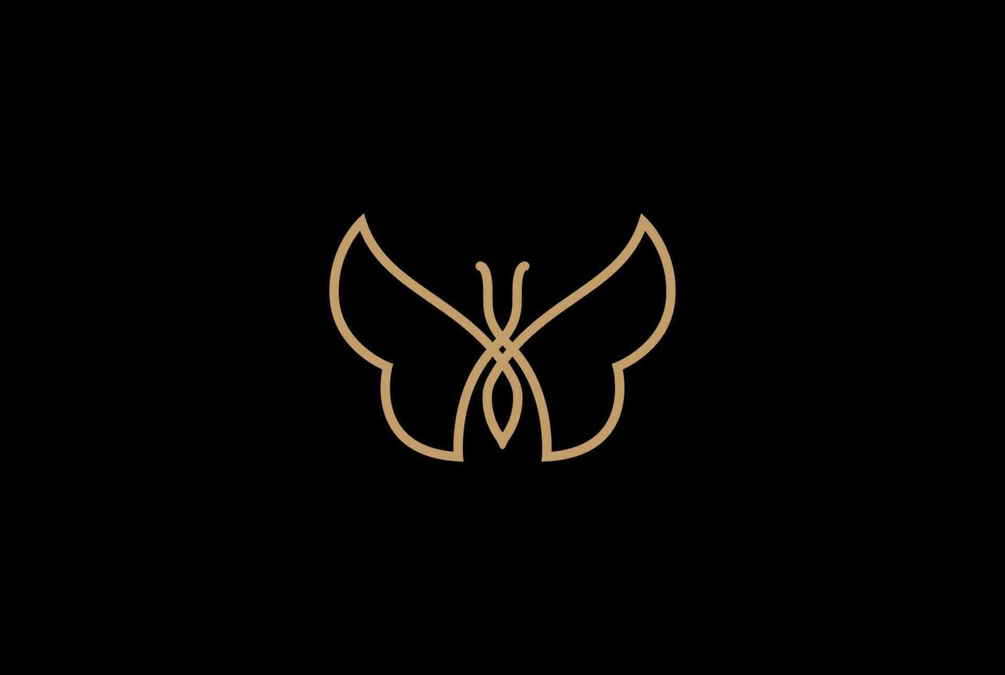 Elegant Luxury Golden Butterfly Line Outline Logo Design Vector