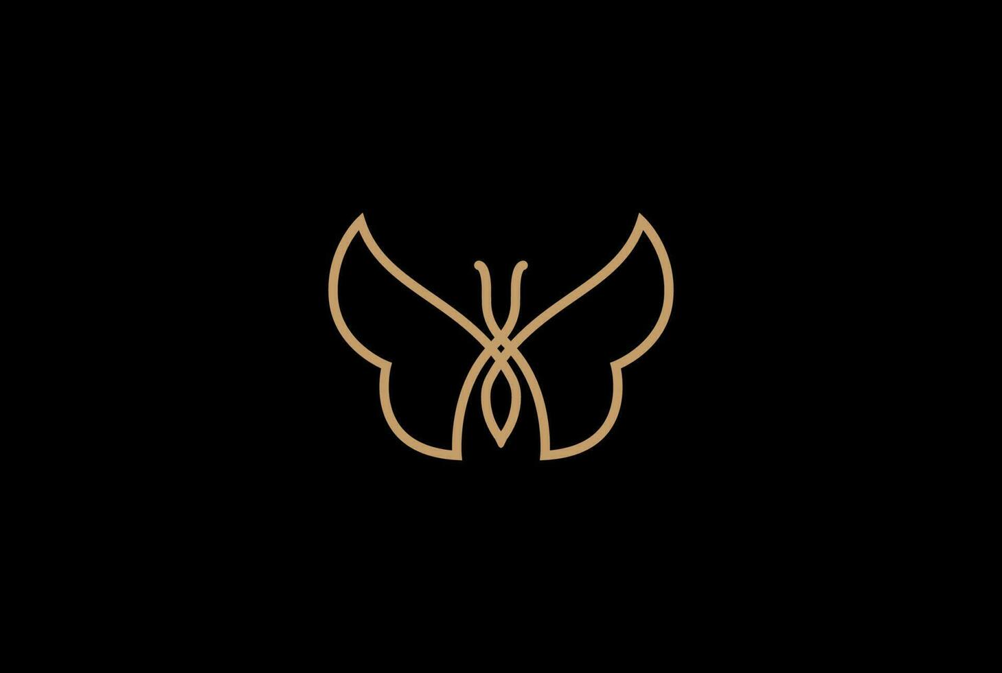 Elegant Luxury Golden Butterfly Line Outline Logo Design Vector