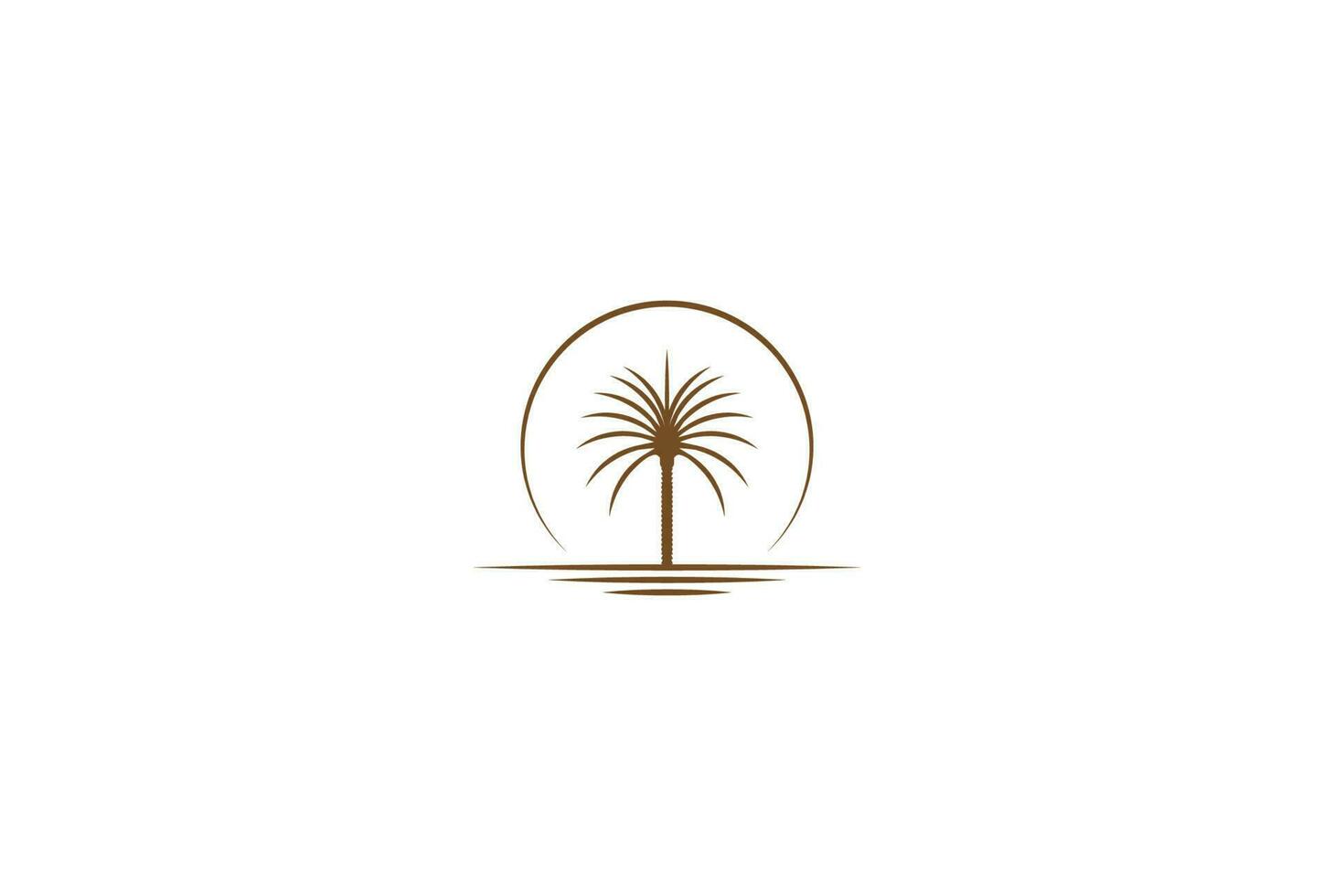 Atardecer amanecer árabe medio oriente palmera datilera con vector de diseño de logotipo del desierto