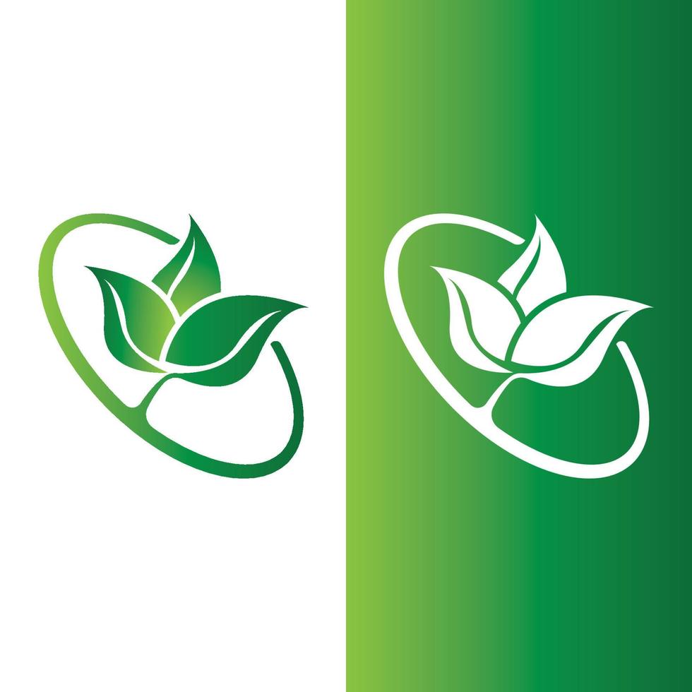 logotipos de la ecología de la hoja del árbol verde vector