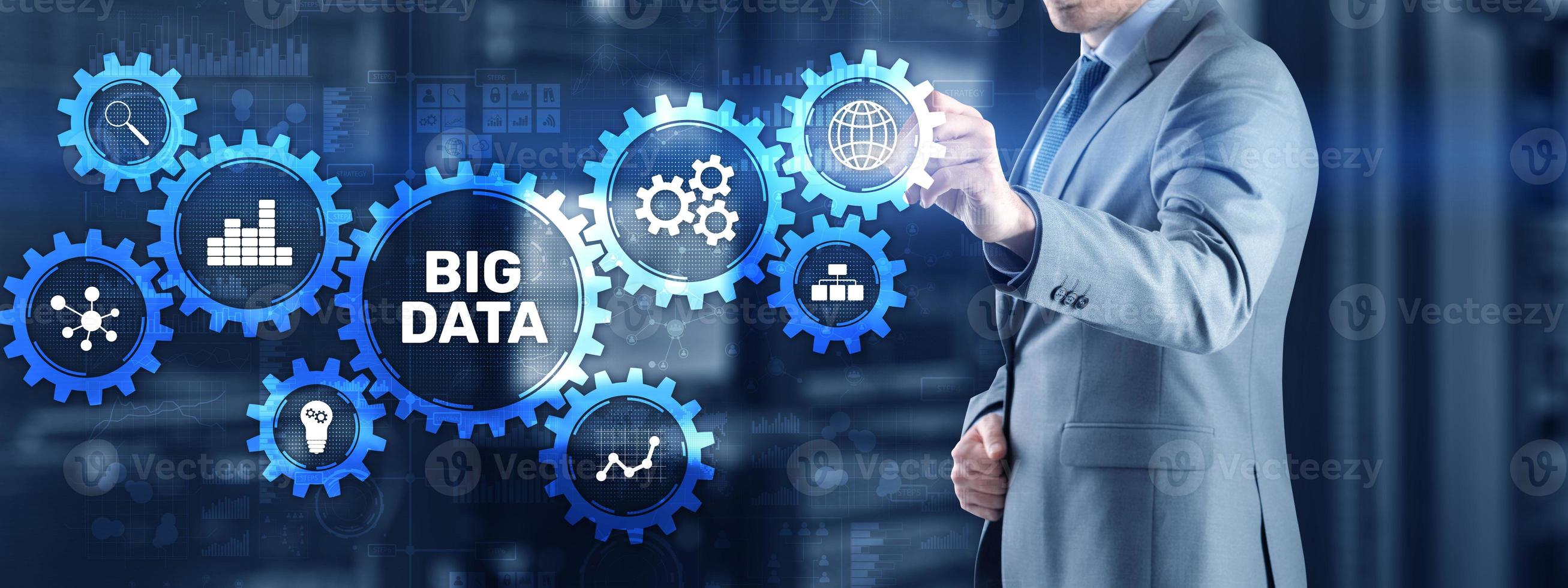 Big data analytics business technology concept. Mixed media photo