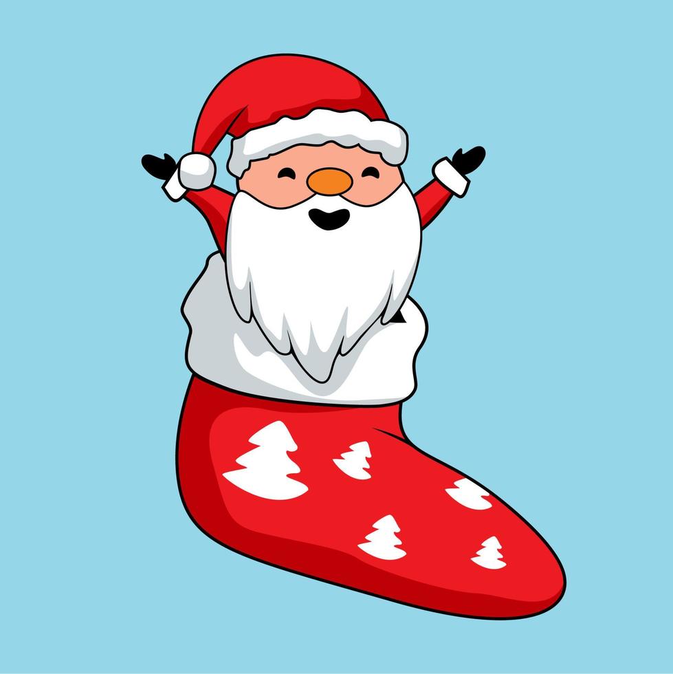 Christmas Socks Cartoon Santa Claus vector