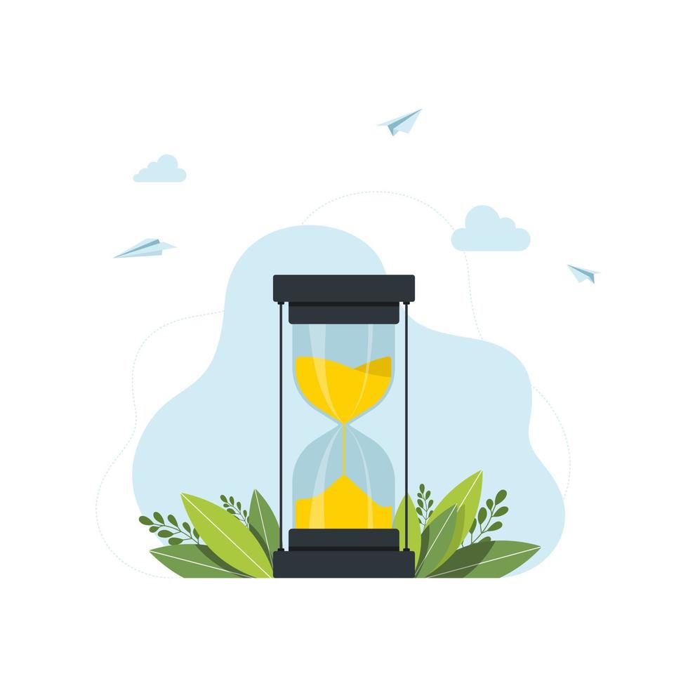 hourglass. time concept Modern flat web page design concept of time management. Flat landing page template. vector. Vector illustration