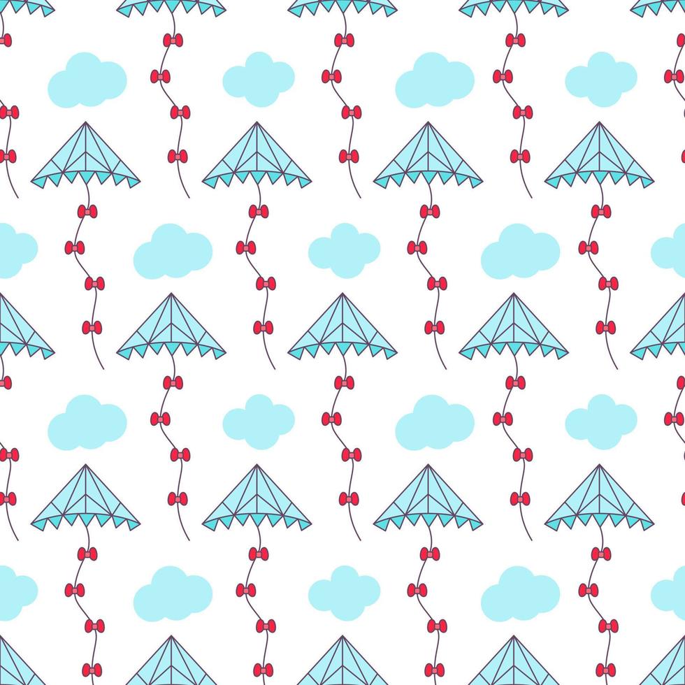 kite pattern. Kites seamless pattern. Flying kites background. Retro fabric style. Vector illustration.