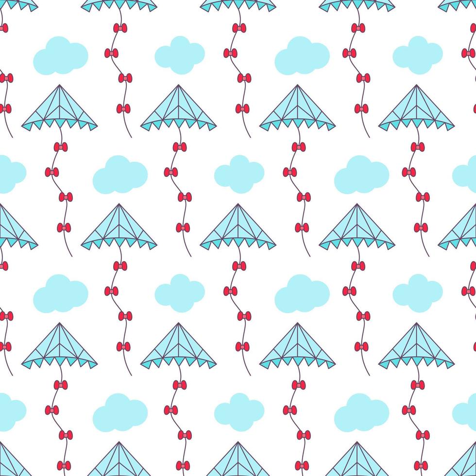 kite pattern. Kites seamless pattern. Flying kites background. Retro fabric style. Vector illustration.