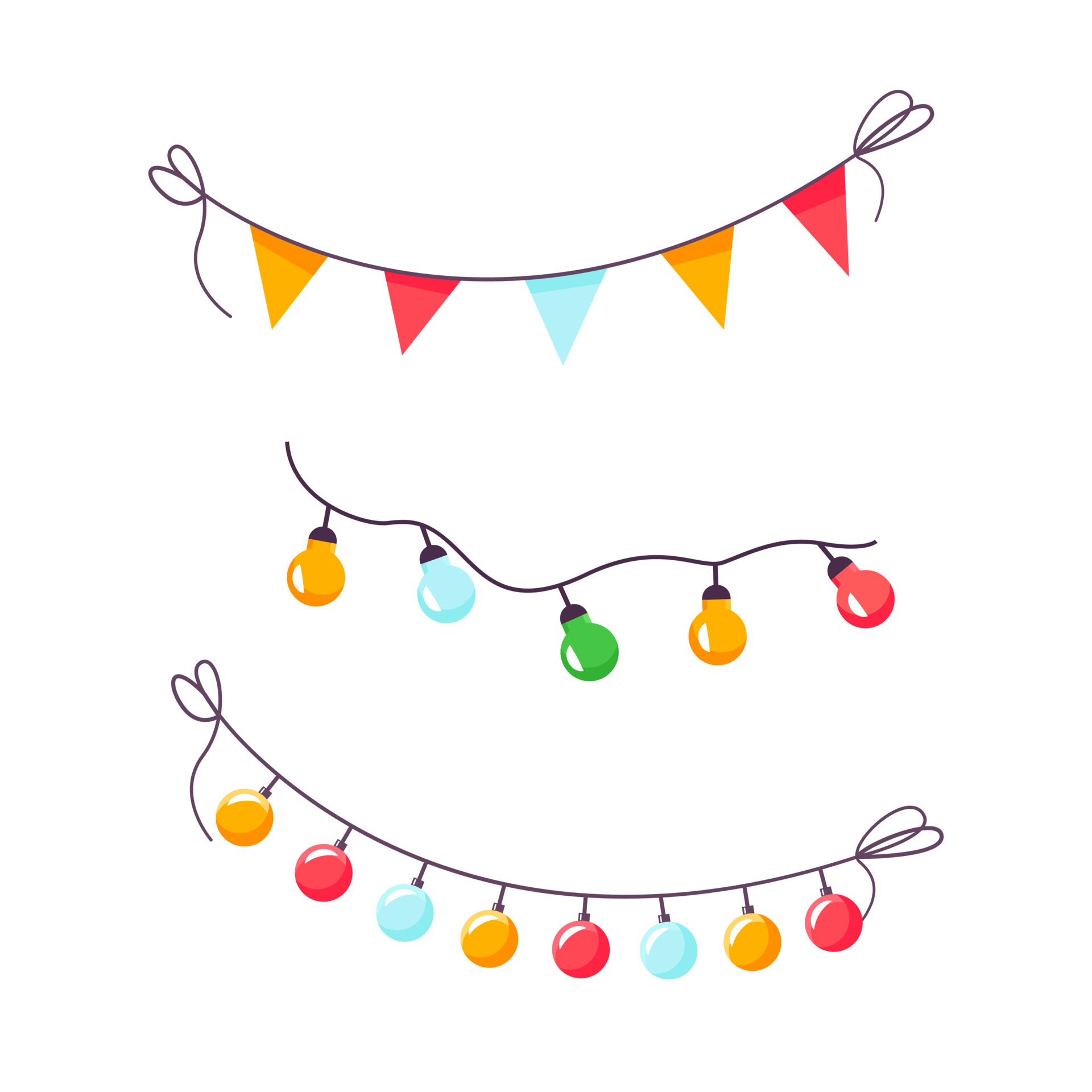 festive garlands. Buntings and Garlands. Bunting flags. Set of multicolored  flat buntings garlands flags with ornament isolated on white background  vector illustration 4485568 Vector Art at Vecteezy