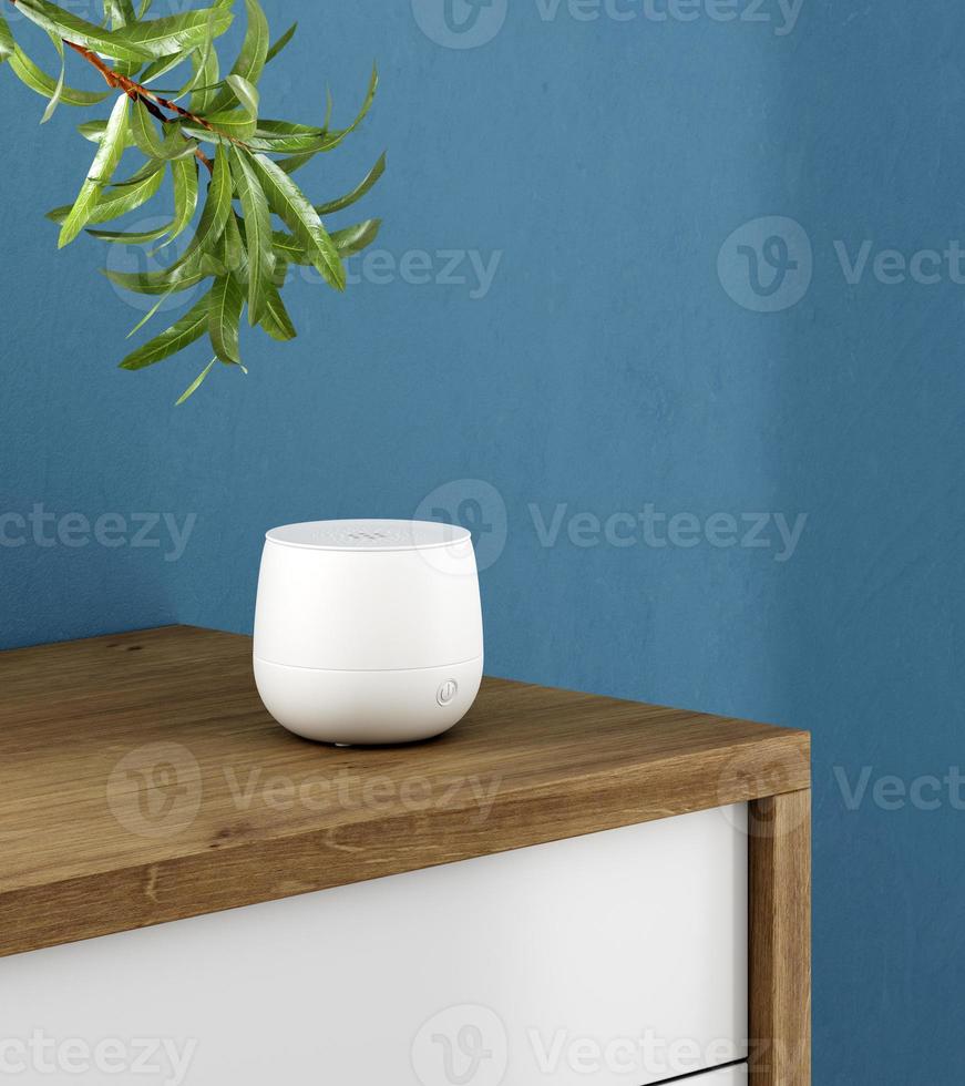 Aroma diffuser atanding on the table in living room. Ultrasonic humidifier. 3d illustration photo