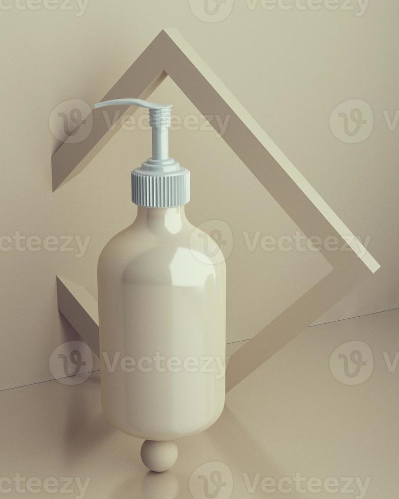 Design of natural cosmetic cream, serum, skincare blank bottle packaging. bio organic product. beauty and spa concept. Abstract balance composition. 3d illustration photo