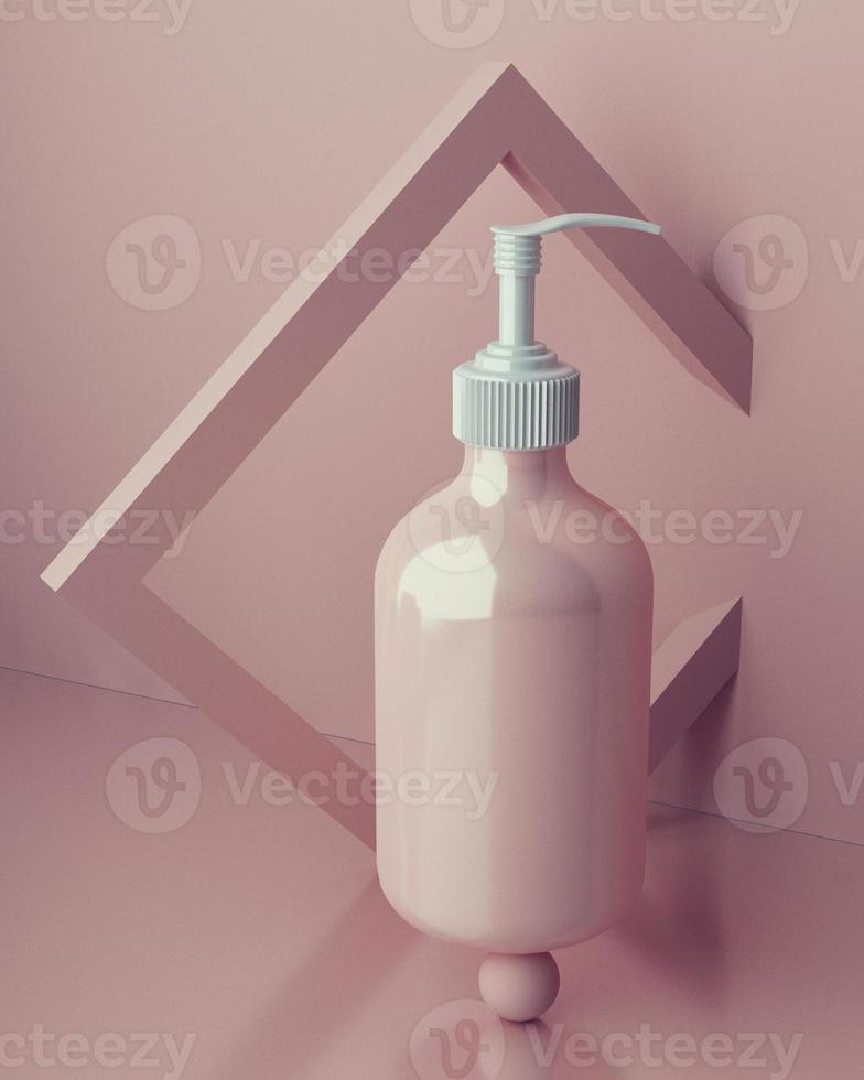 Design of natural cosmetic cream, serum, skincare blank bottle packaging. bio organic product. beauty and spa concept. Abstract balance composition. 3d illustration photo