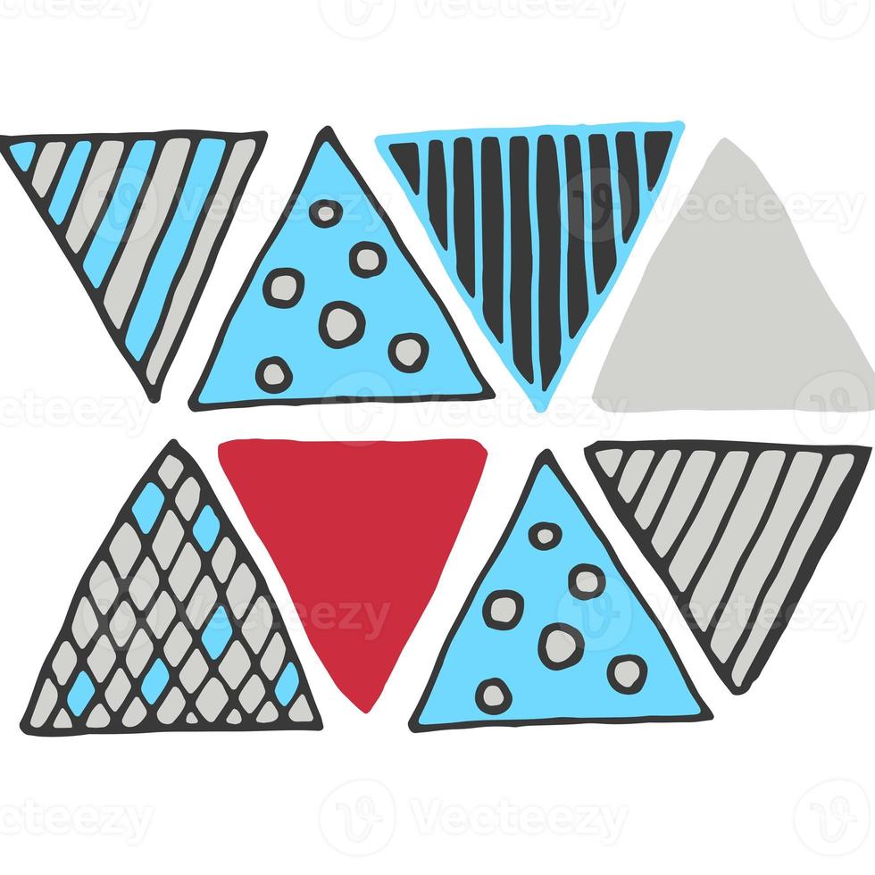 triángulo rojo y azul abstracto y patrón de círculo con textura abstracta moderna en blanco. foto