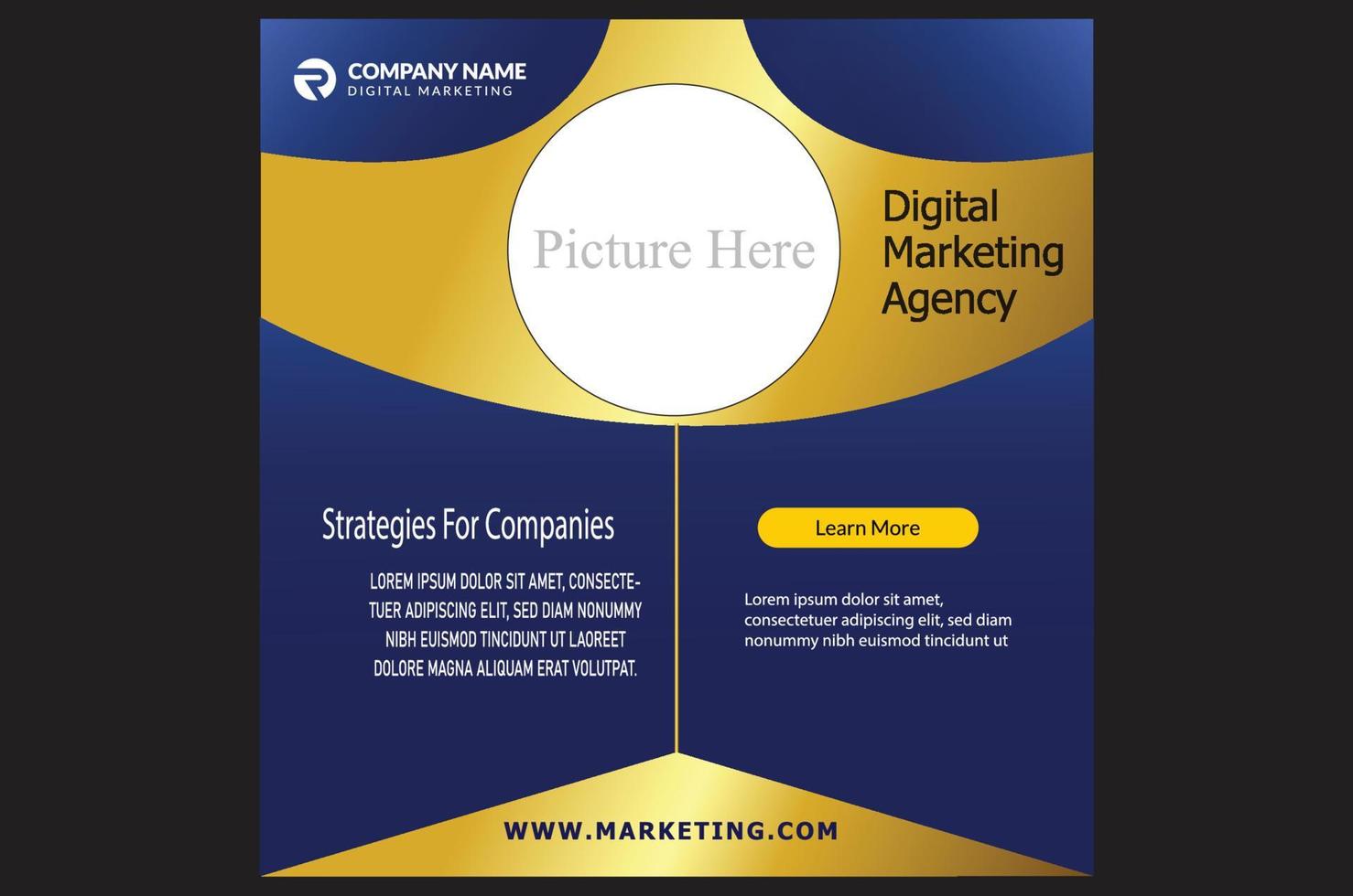 digital marketing agency corporate social media post template vector