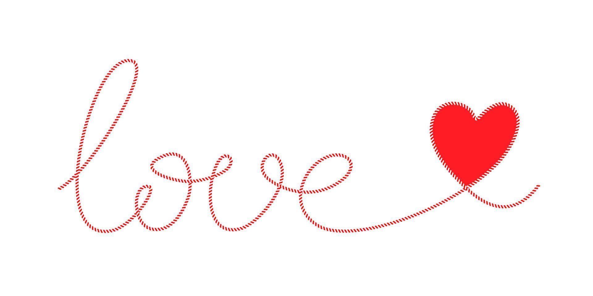 Valentines day design with line art drawing heart and love phrase isolated on white background. Vector illustration for banner, template, poster, web, app, valentine's card, wedding.