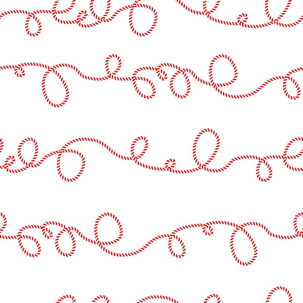 Red and white candy cane garland seamless christmas pattern. Happy New Year and Merry Christmas background. Vector winter holidays print for textile, wallpaper, fabric, wrapping, greeting cards design