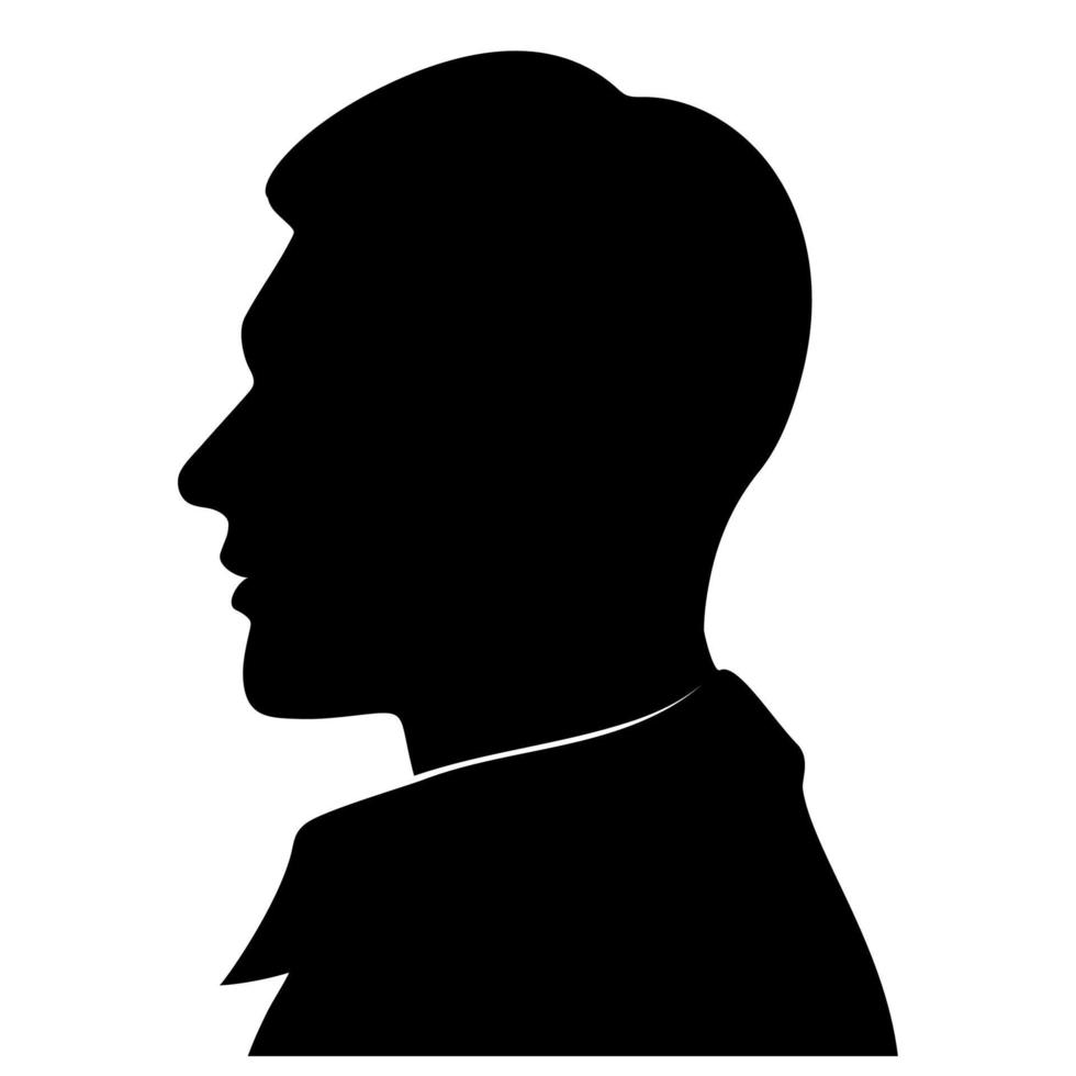 silueta de una cabeza masculina de perfil sobre un fondo blanco. diseño de avatar. vector