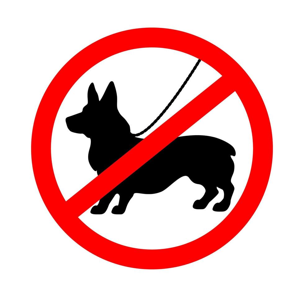 Sign prohibiting entry with a dog. vector