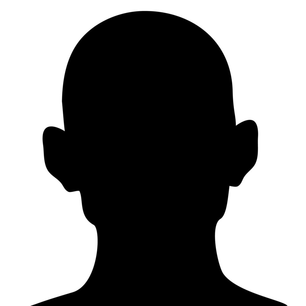 Silhouette of the head of a shaved, bald man. Drawing on a white background. vector