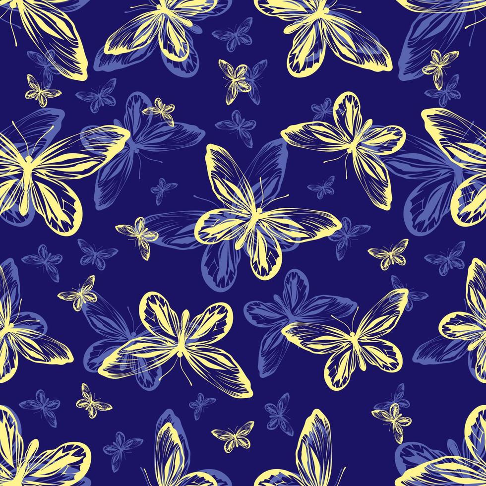 Seamless pattern with rainbow butterflies on a white background. Pattern for fabrics, wrapping paper. vector