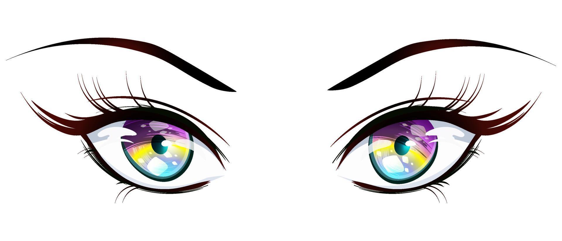 ojos de niña en estilo manga. vector