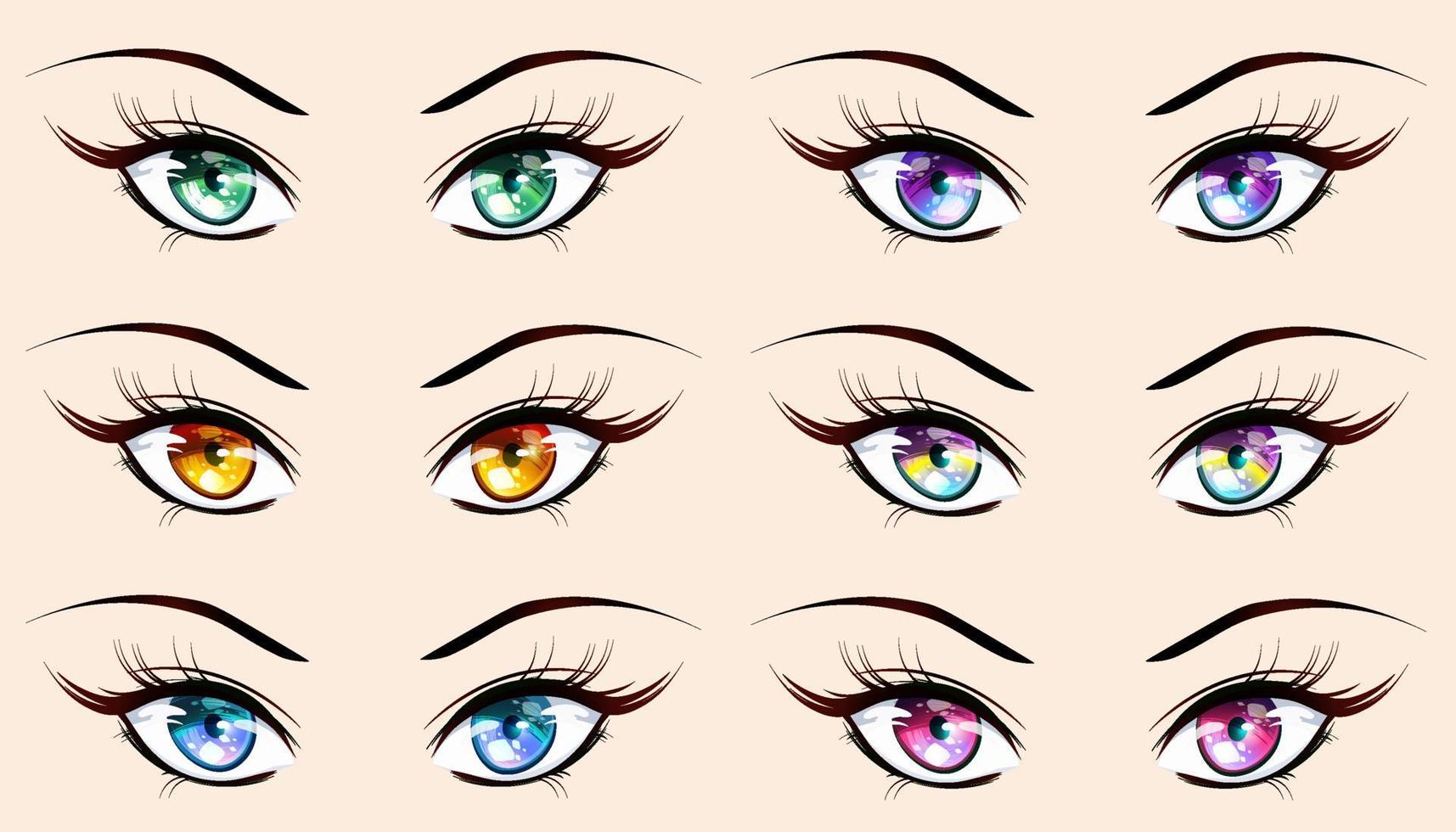 establecer ojos de niña en estilo manga. vector