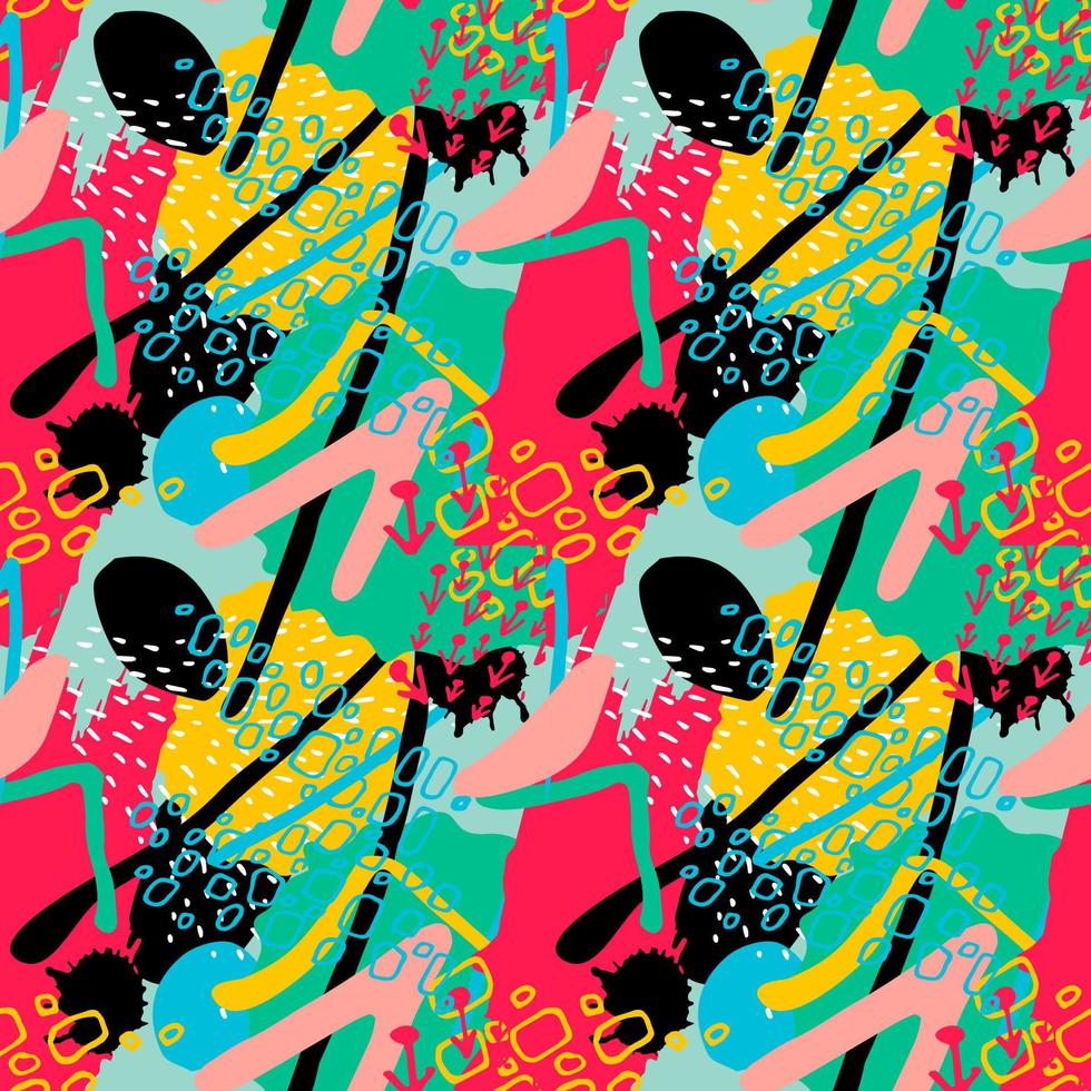 Creative abstract floral vegetal simless pattern, background. Hand drawn textures. Trendy graphic design for fabric. vector