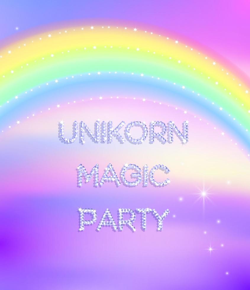 Party unicorn with stars and rainbow. Isolated objects on a pink background. Vector illustration.