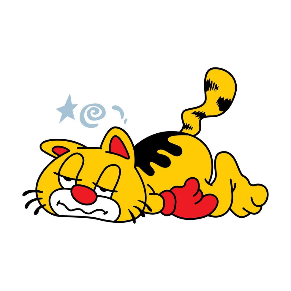 cartoon cat in knock down boxing match vector