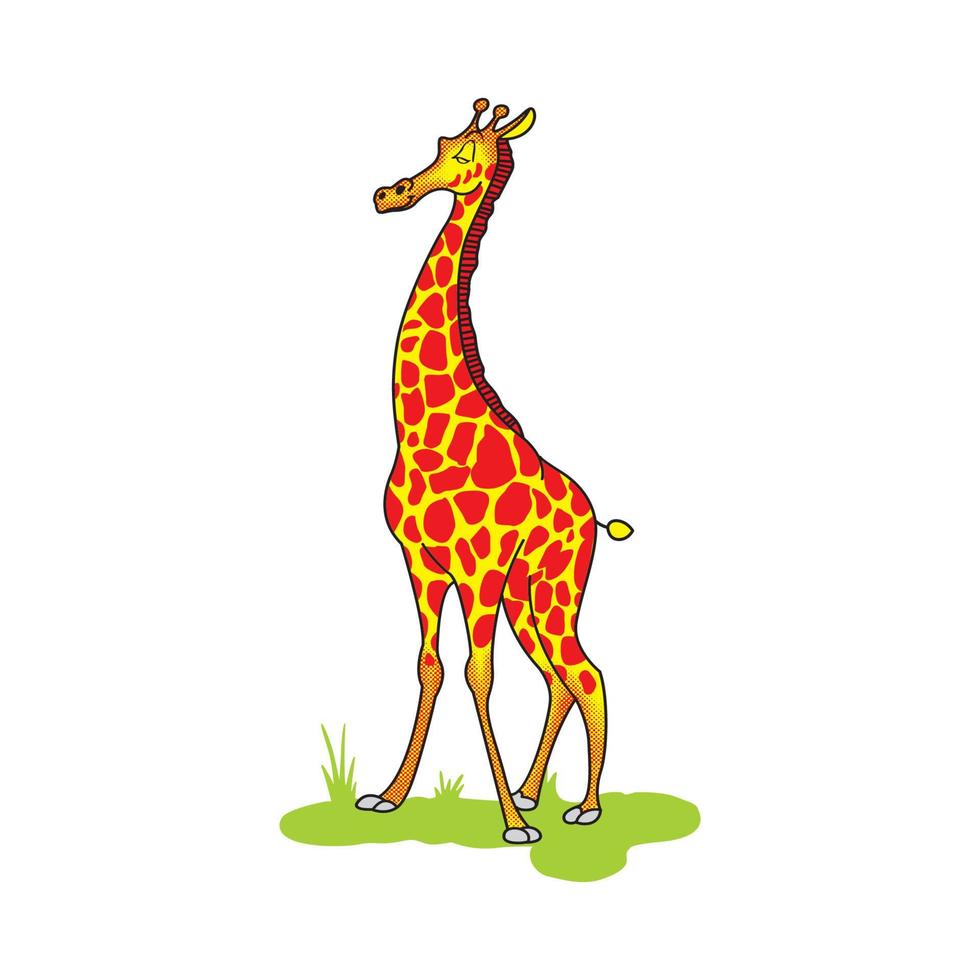 cartoon giraffe in the wild - vector illustration