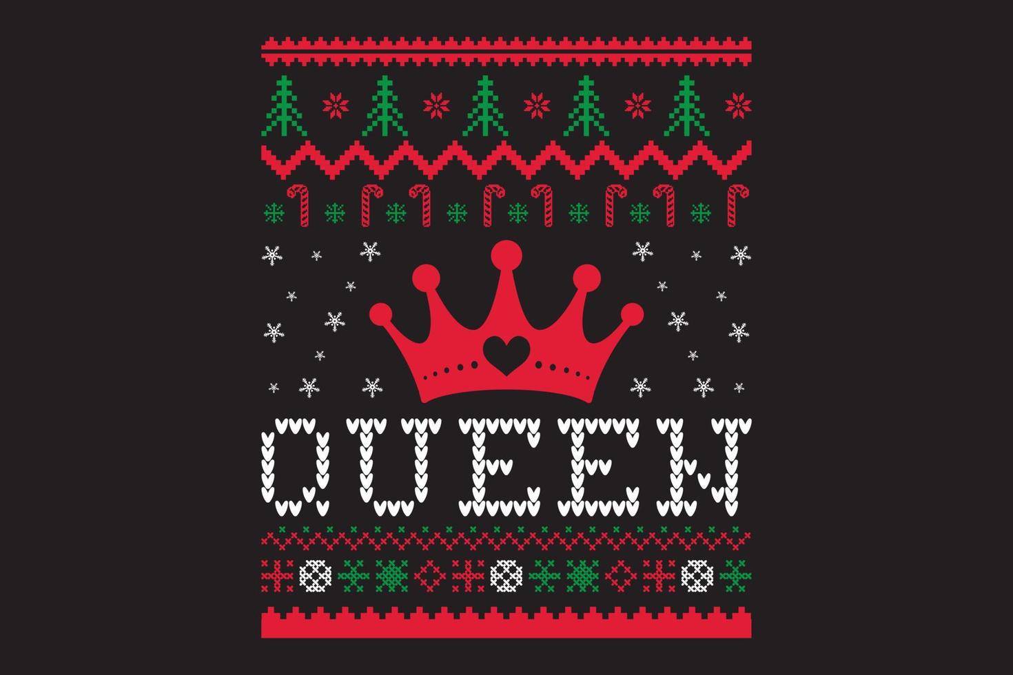 Queen Christmas print template for t shirt, mug design vector