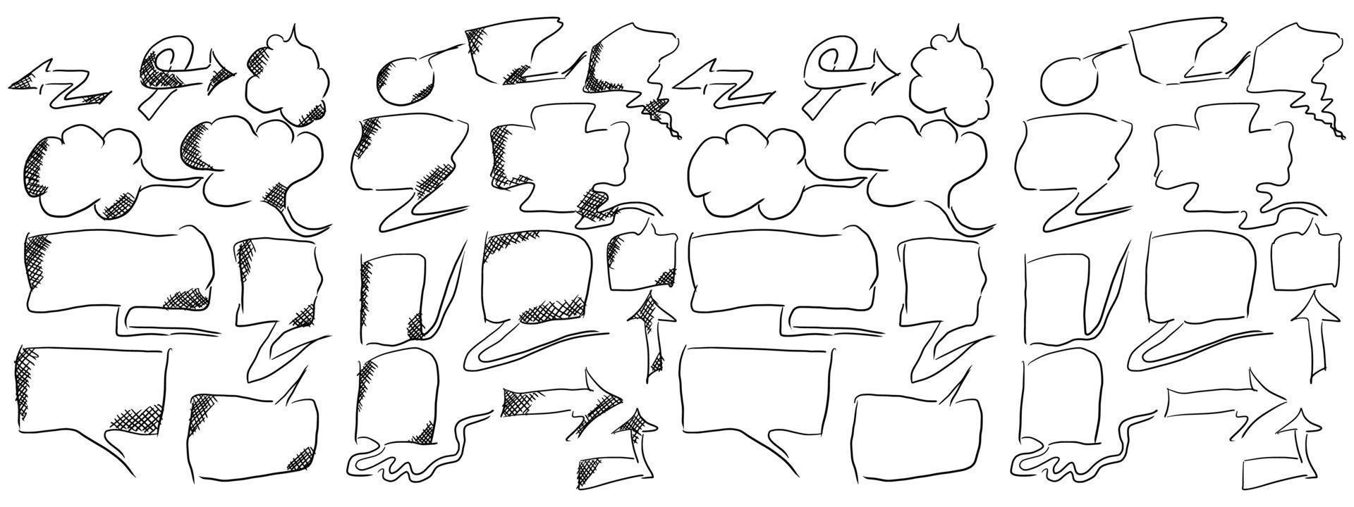 sketch dialogs with and without hatching vector
