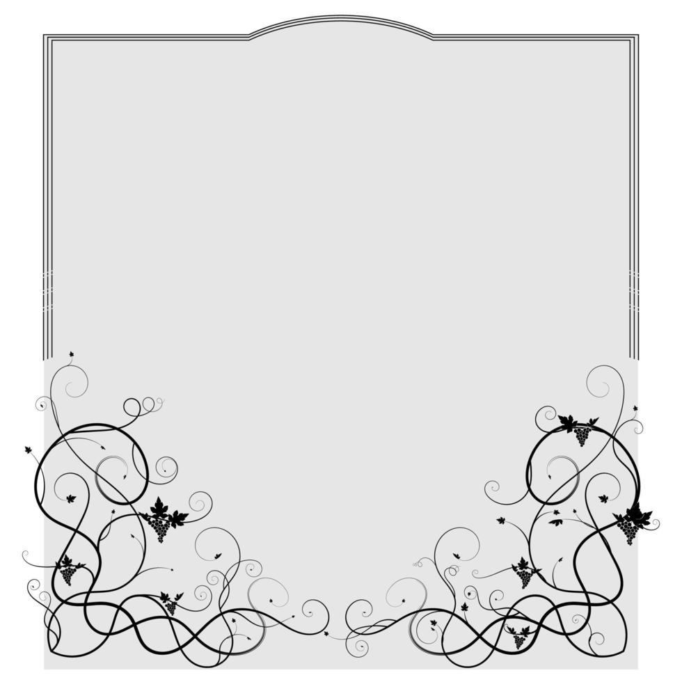 frame for a document with a vine of grapes below vector