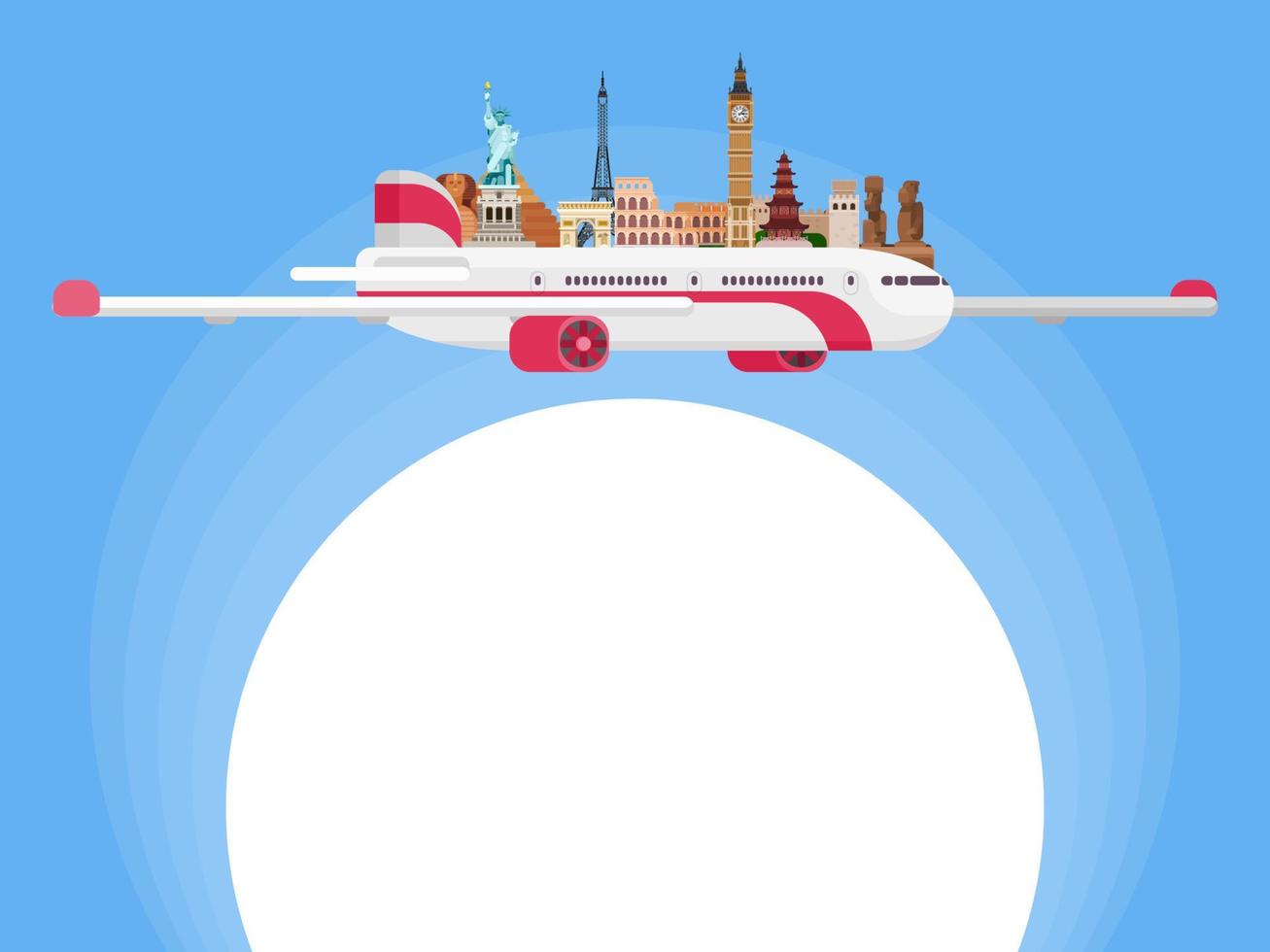 airplane passenger travel the world presentation vector