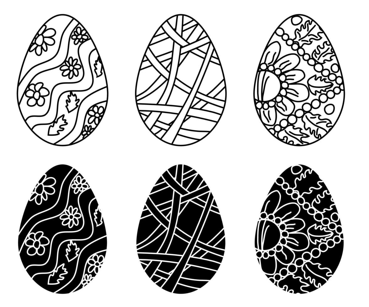 huevos festivos para dibujos de doodle de pascua vector