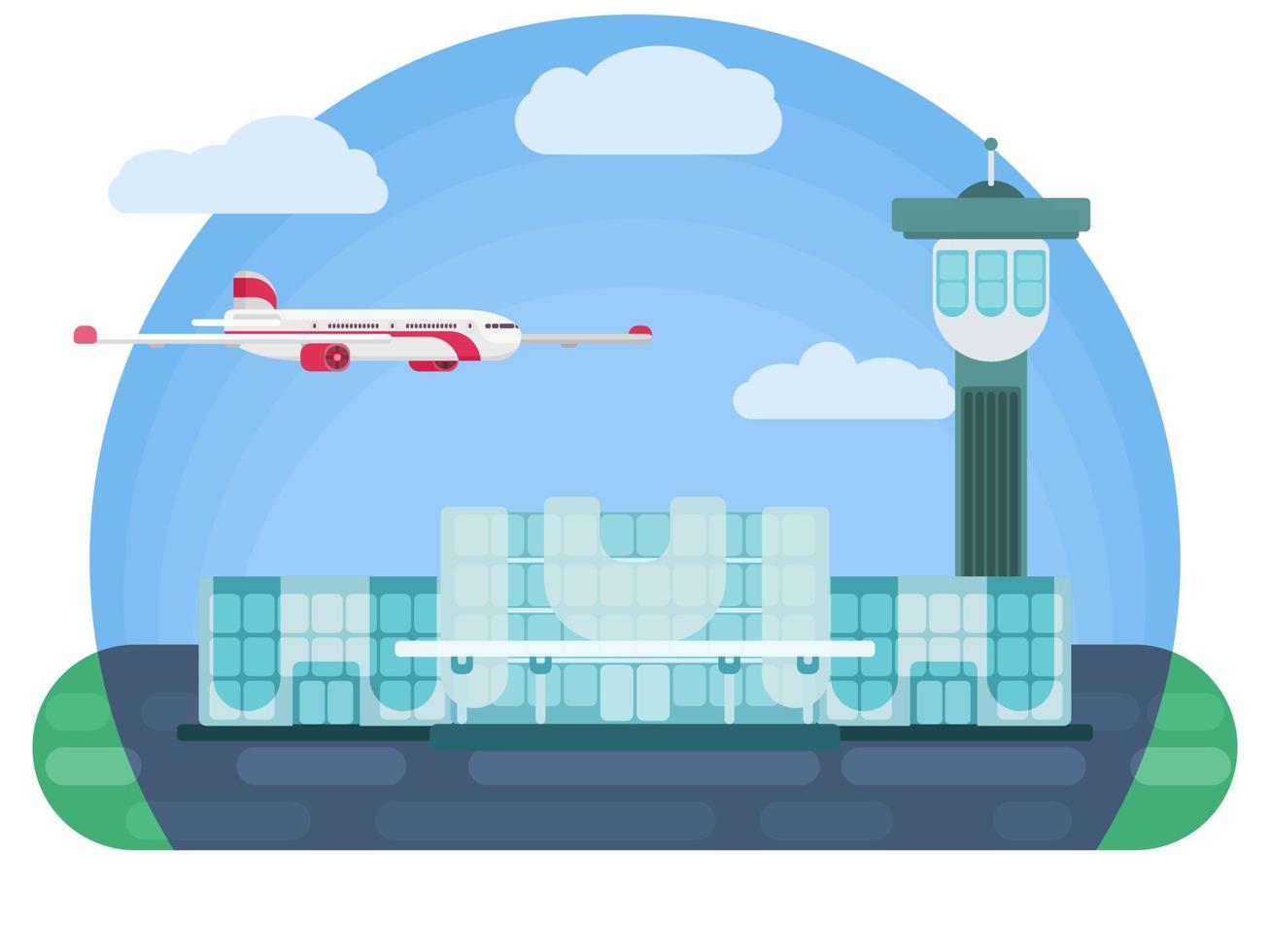 avión del aeropuerto internacional en el cielo. estilo plano vector