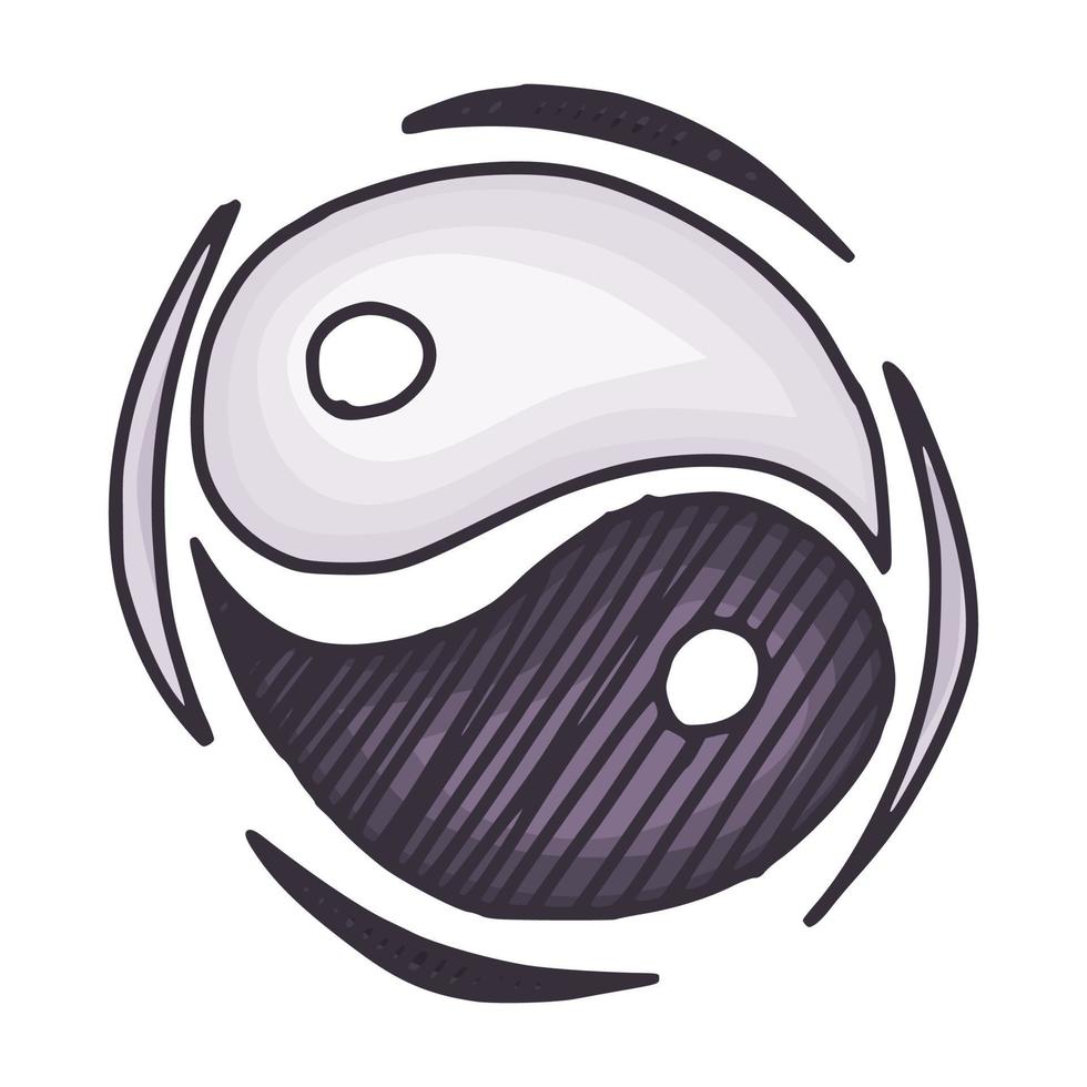 Yin yang simple drawing symbol sign. doodle sketch vector