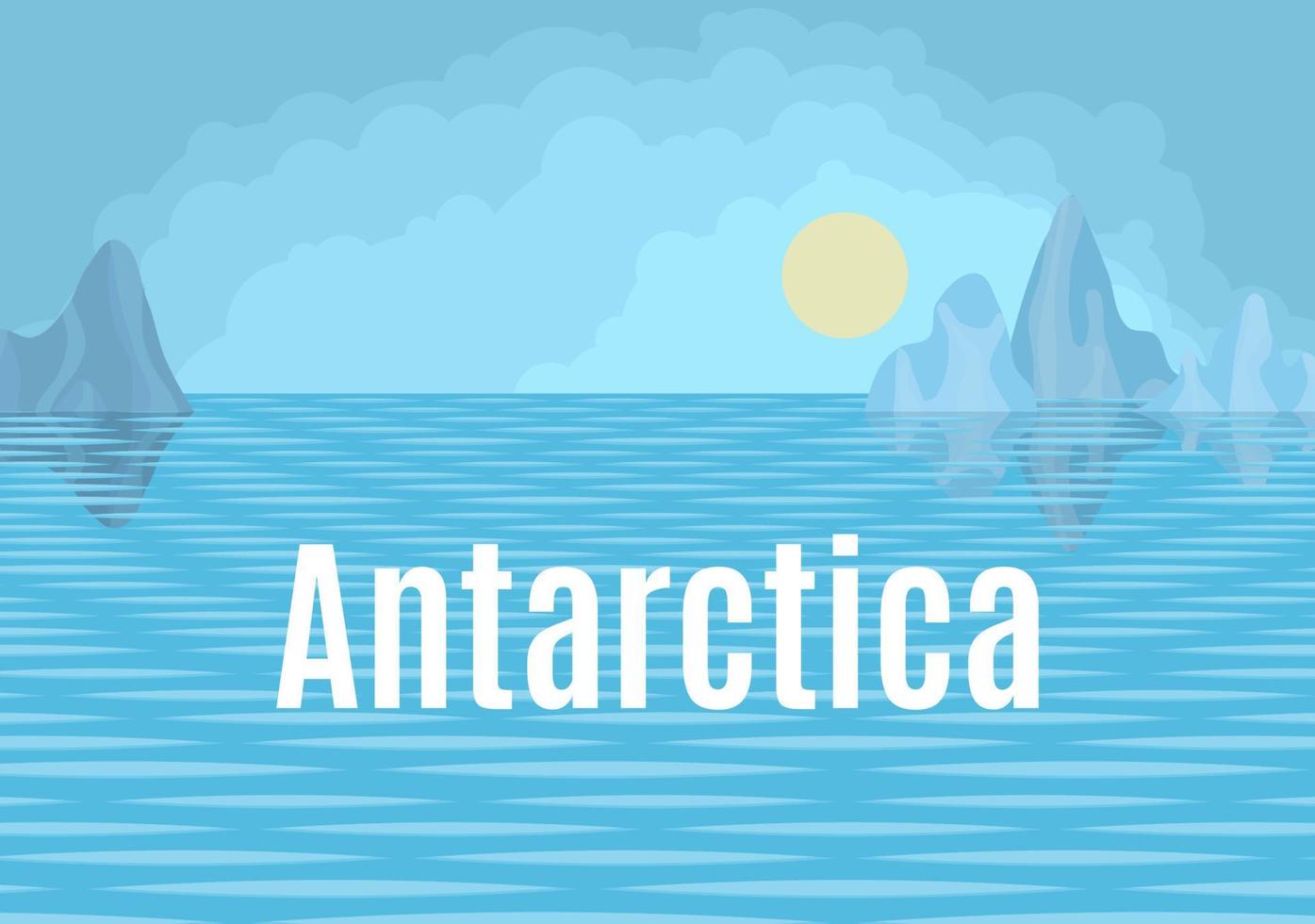 Antarctica drawing landscape with sea and floes vector