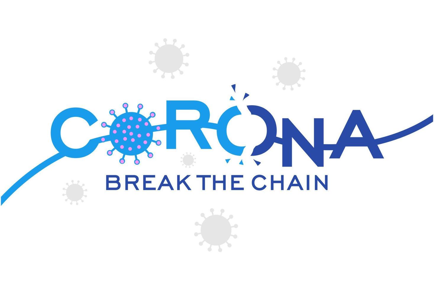 corona virus romper la cadena fondo blanco vector
