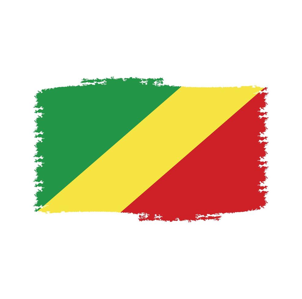 Republic Congo flag vector with watercolor brush style