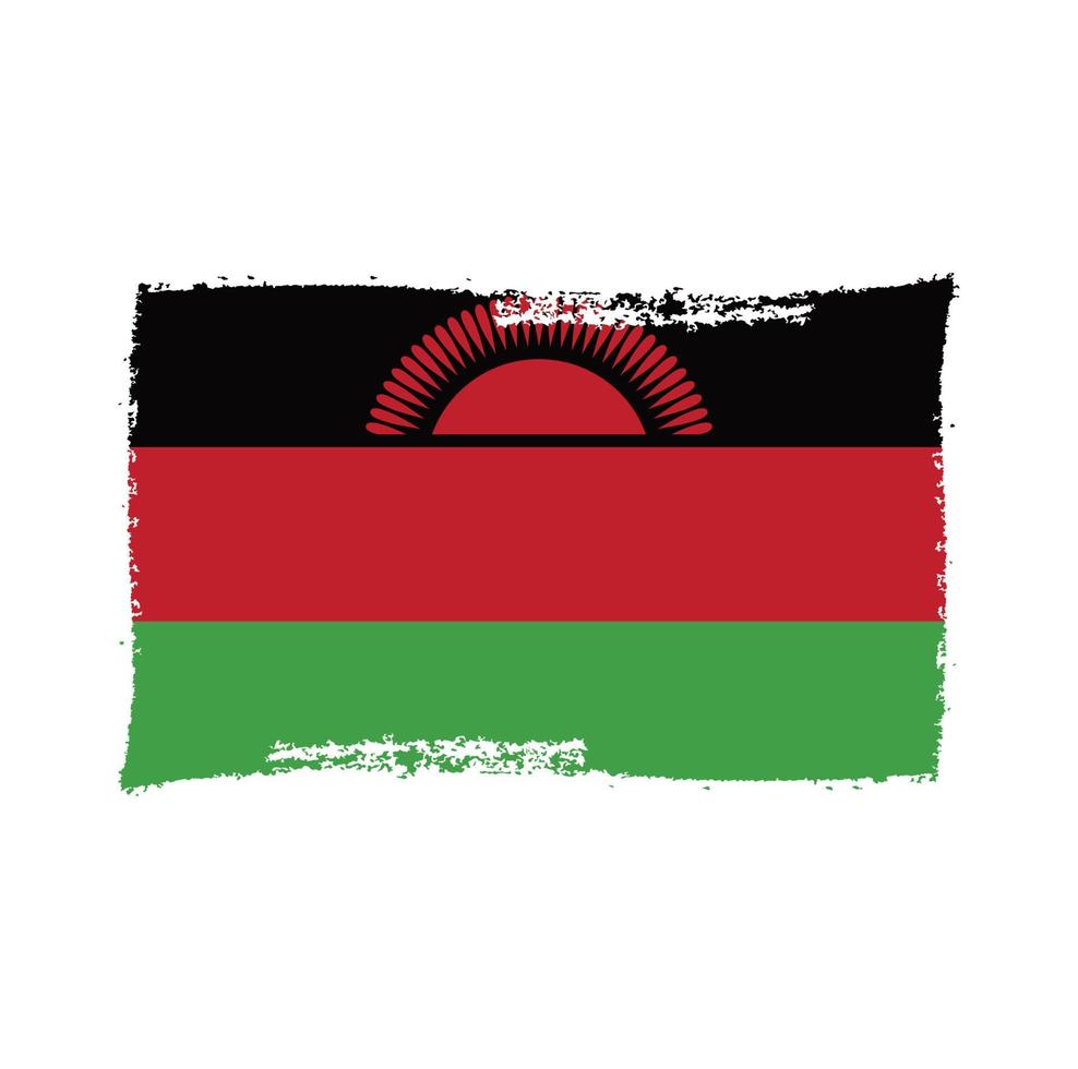 Malawi flag vector with watercolor brush style