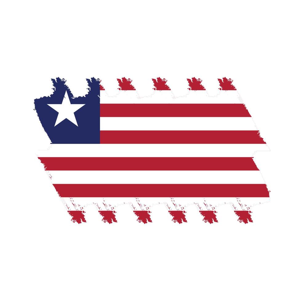 Liberia flag vector with watercolor brush style