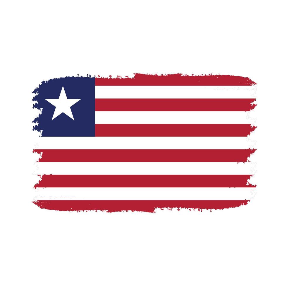 Liberia flag vector with watercolor brush style