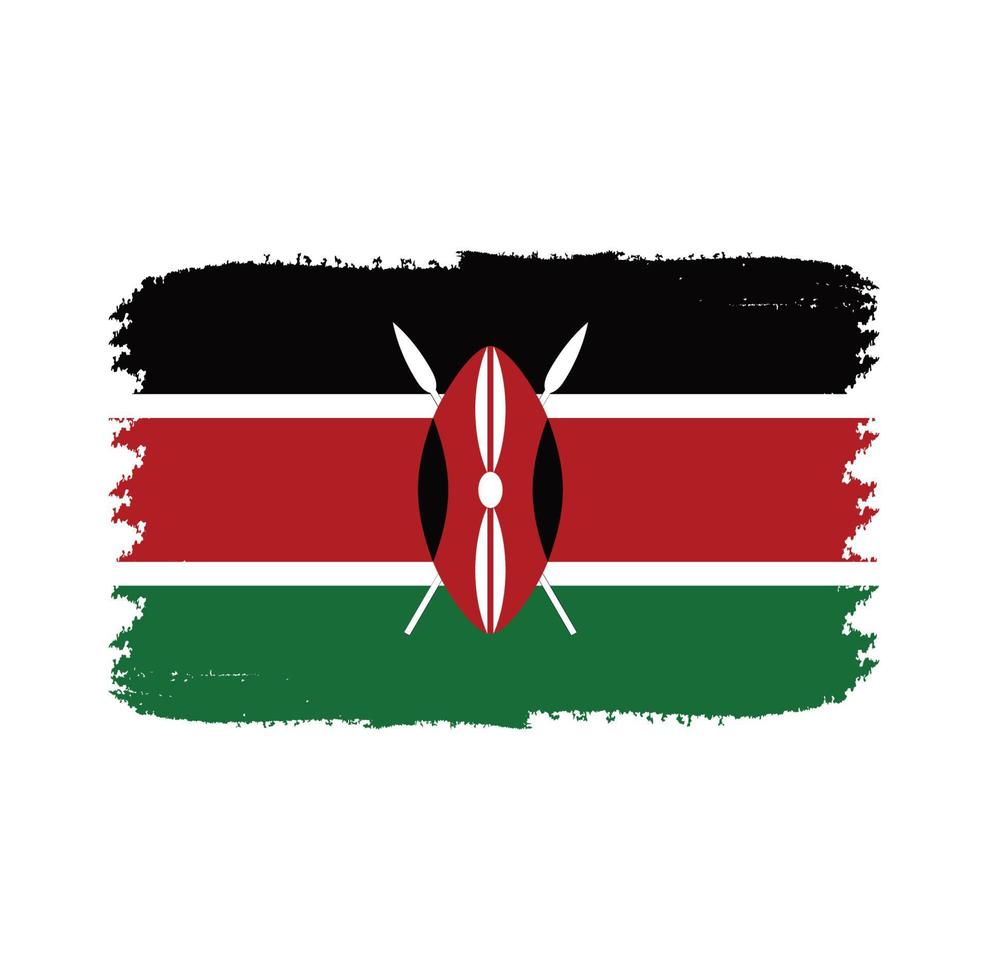 Kenya  flag vector with watercolor brush style